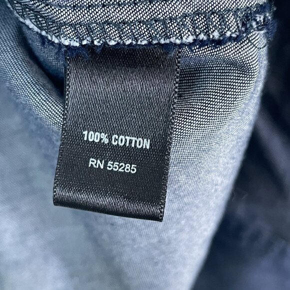 Express Womens Small Blue Chambray Button Up Shirt Roll Tab Sleeve Top - Picture 9 of 10